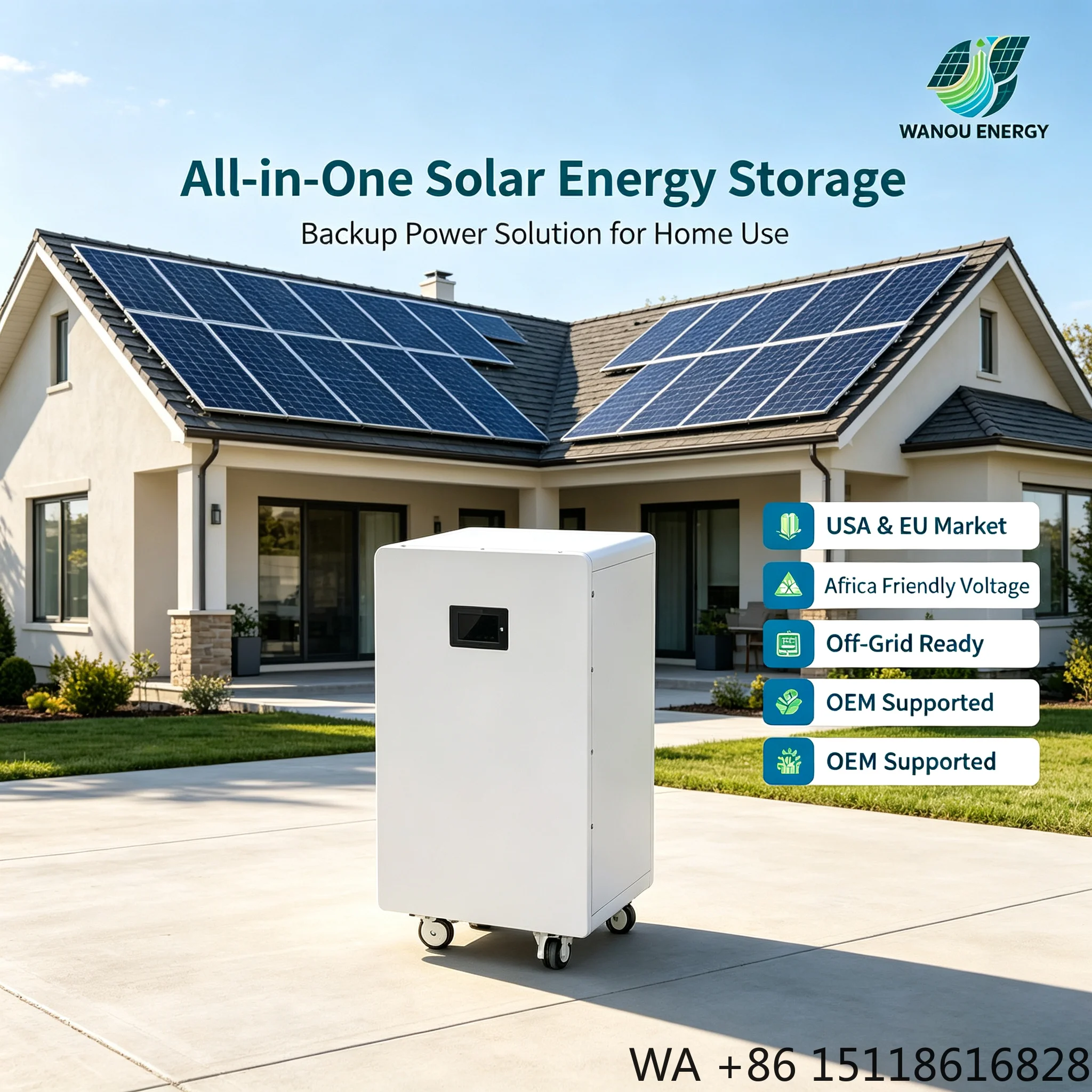 Affordable Energy Storage Home 48V 51.2V 5KW Lifepo4 Solar Panel Complete Kit Solar Battery Hybrid Inverter Battery Combo
