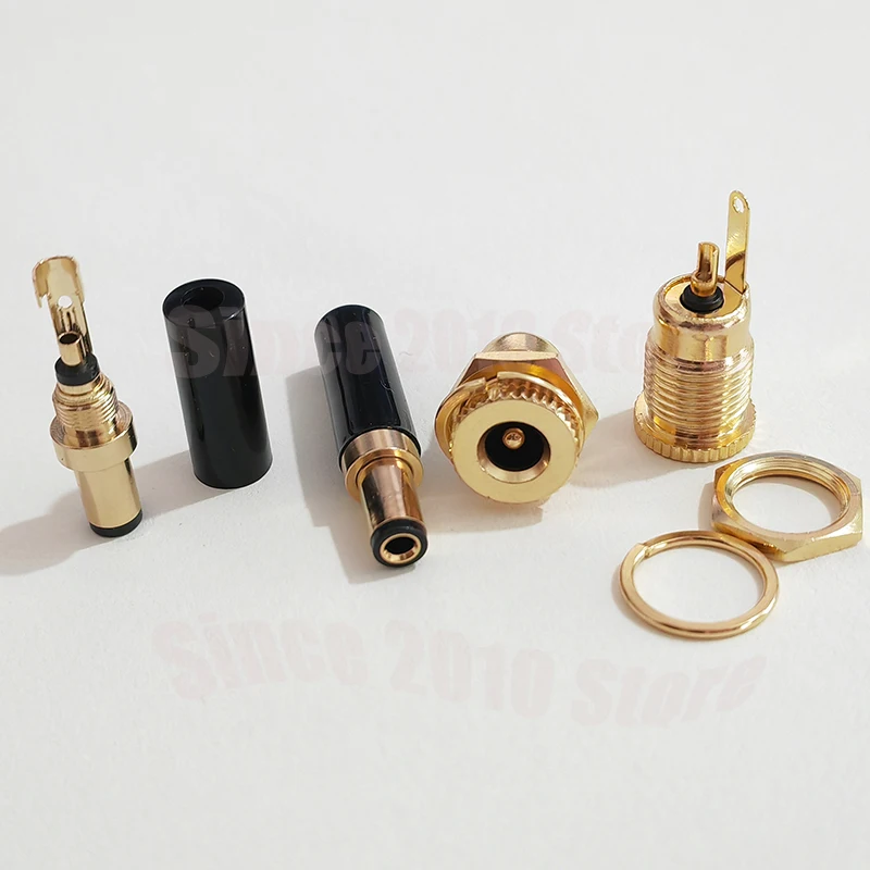 Cltgxdd 1 Stück Kupfer Vergoldeter DC5.5 * 2.1/2.5 DC099 20A Hochstrom-DC-Stromanschluss DIY Schweißdraht DC-Buchsenstecker – Detail 10