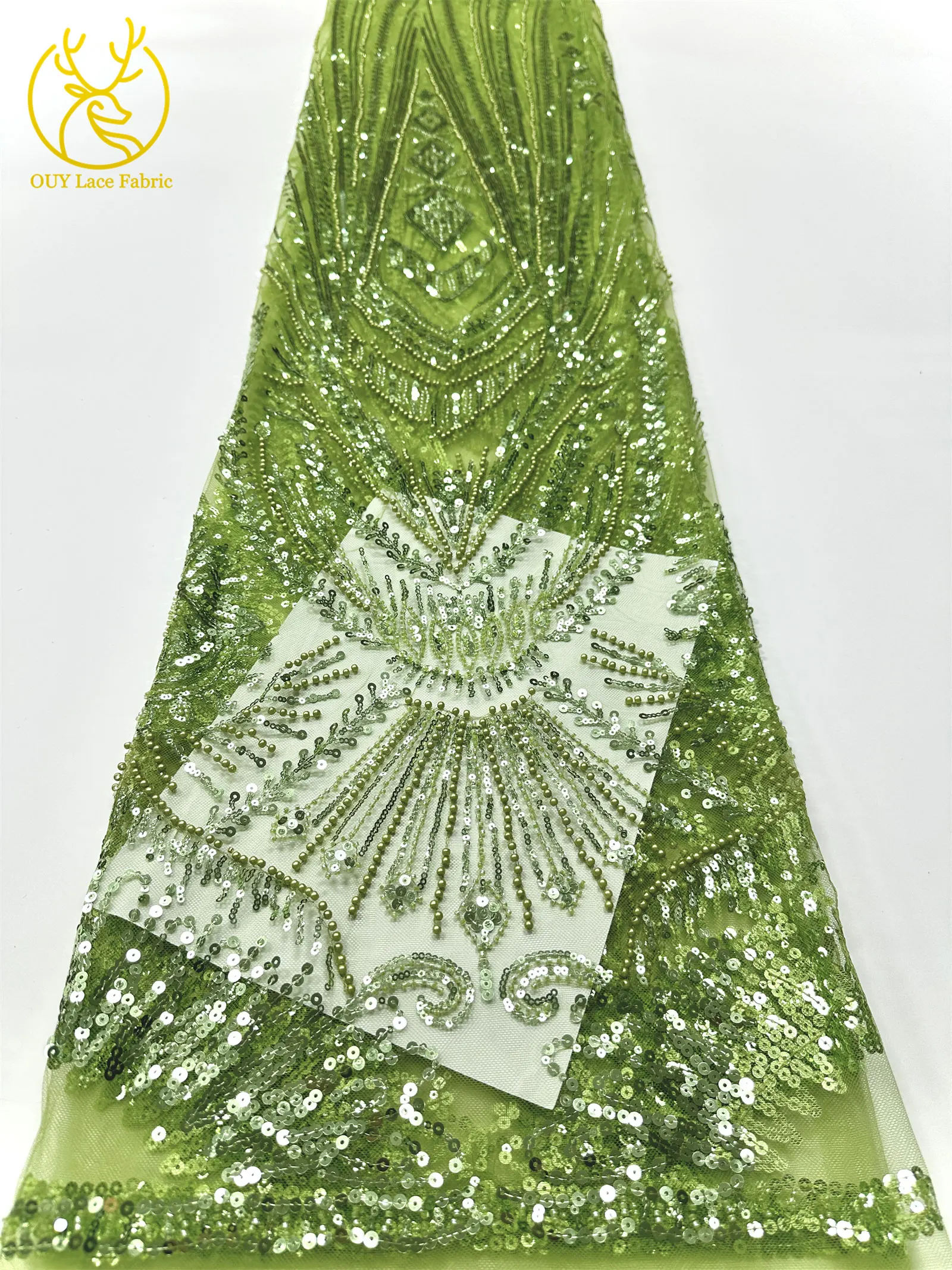 アフリカビーズレース生地 2025 高品質フレンチナイジェリアスパンコール刺繍レース生地ブライダルウェディングドレス縫製