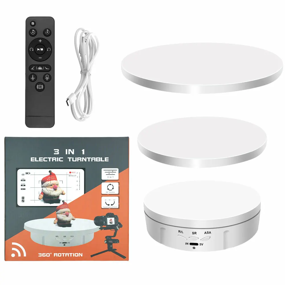 

3 in 1 Electric Rotating Display Stand 360 Degree USB/Battery Turntable Holder Jewelry Display Stand Base for Photography Shoot