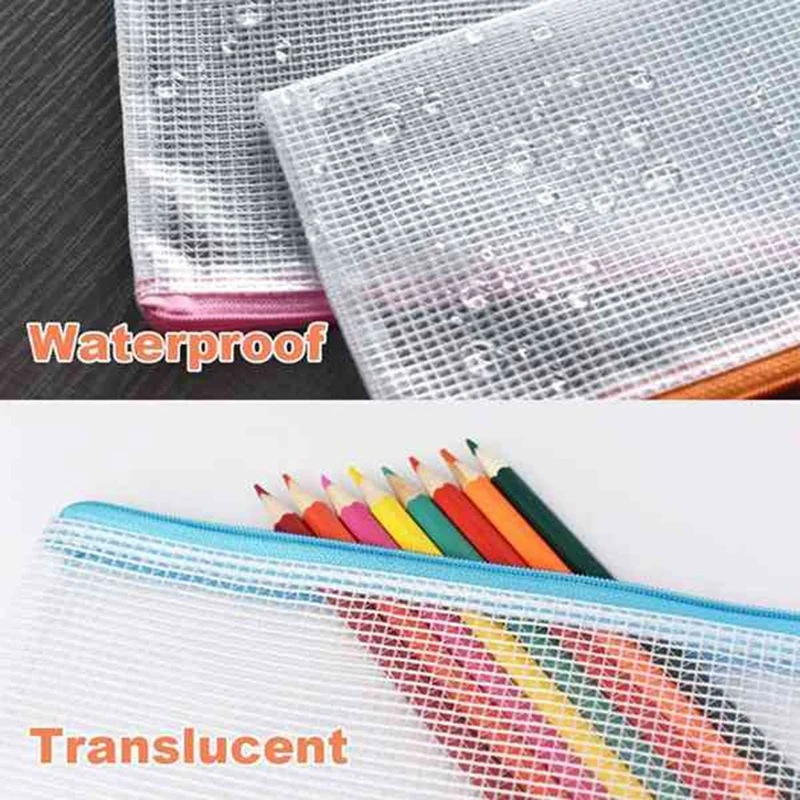 Grid File Bag Zipper File Bag Store File Grid Bag Mesh Storage Bag Transparent File Bag Delivery Data Storage Bag