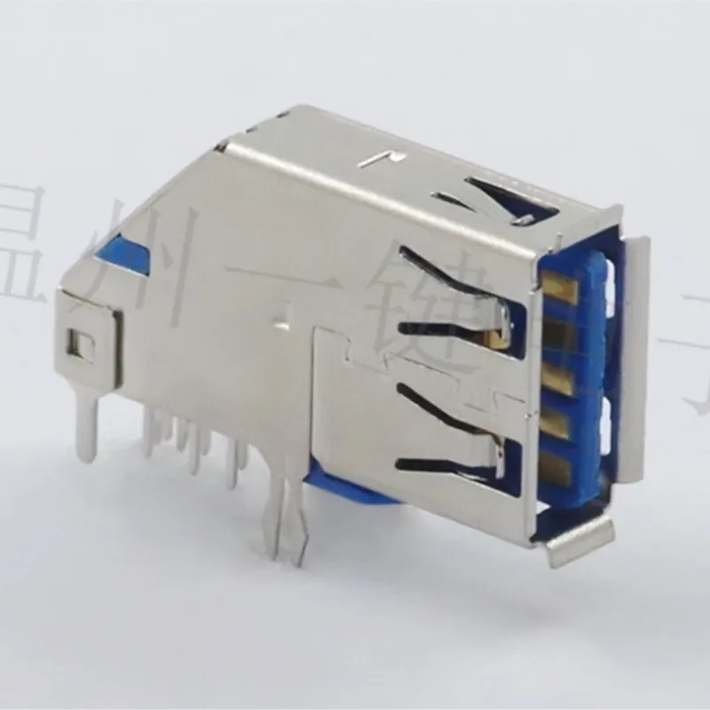 10PCS USB3.0A female  Side Insert Long Body Connector  90 degree pins USB plug-in  side  High-speed transmission  interface