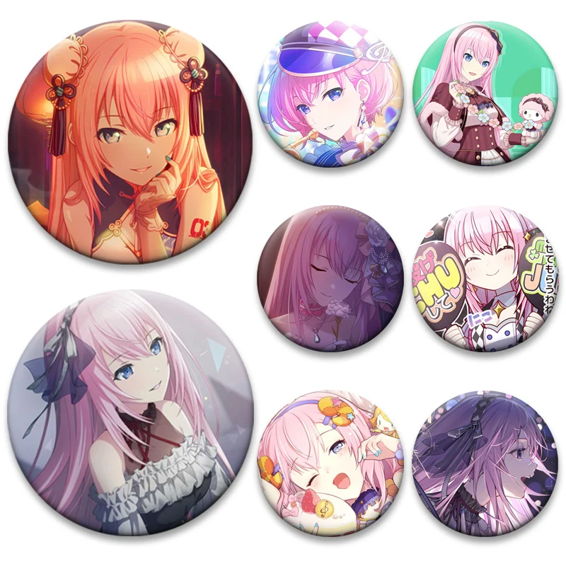 58mm Project SEKAI Badge Megurine Luka Anime Lapel Pins Round Cartoon Brooches for Backpack Clothes Accessories Jewelry Gifts
