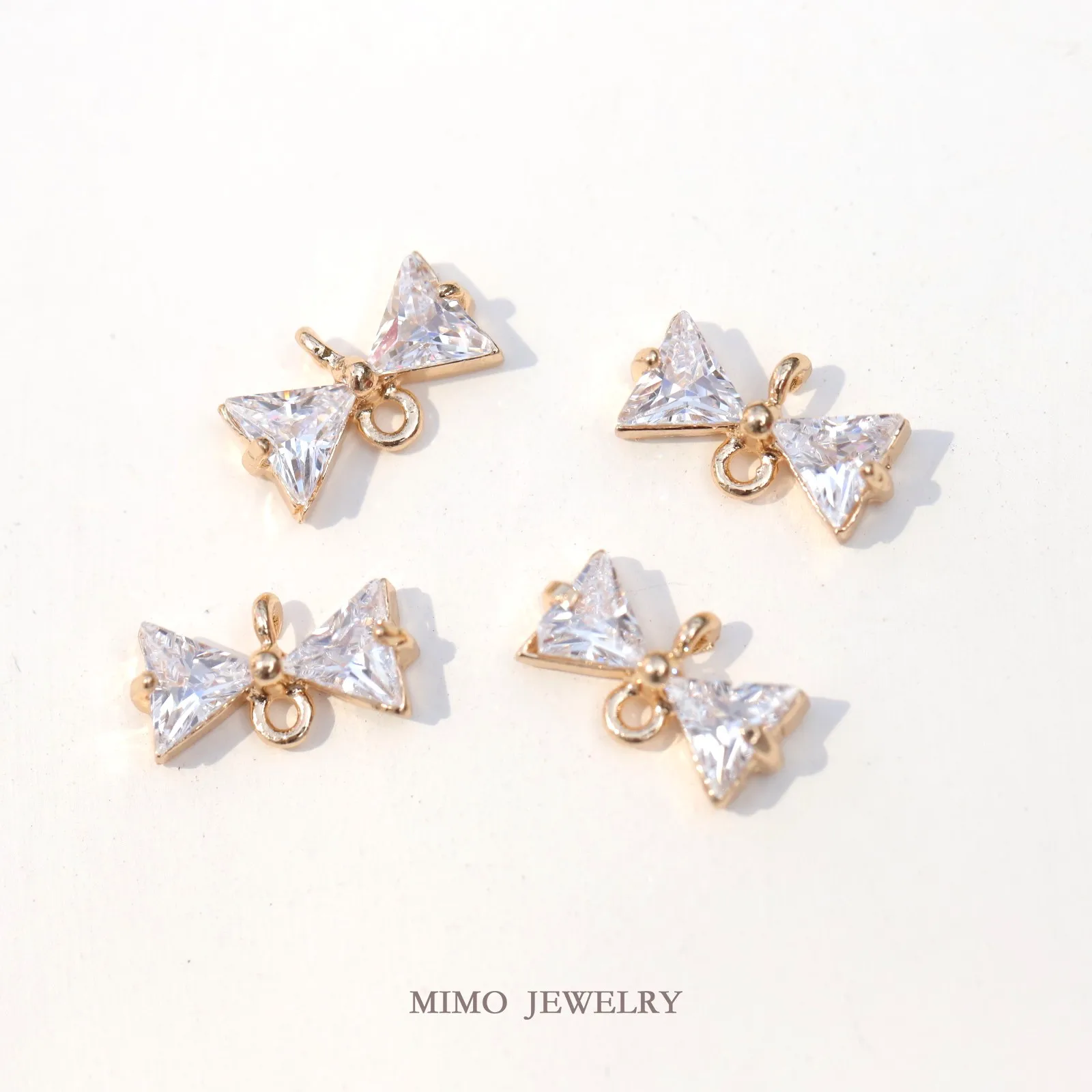 

Micro Inlaid Zircon Black White Bow Tie with Double Hanging Rings Charms Pendant Supplies DIY Hand Brass Gold Plated Accessorie