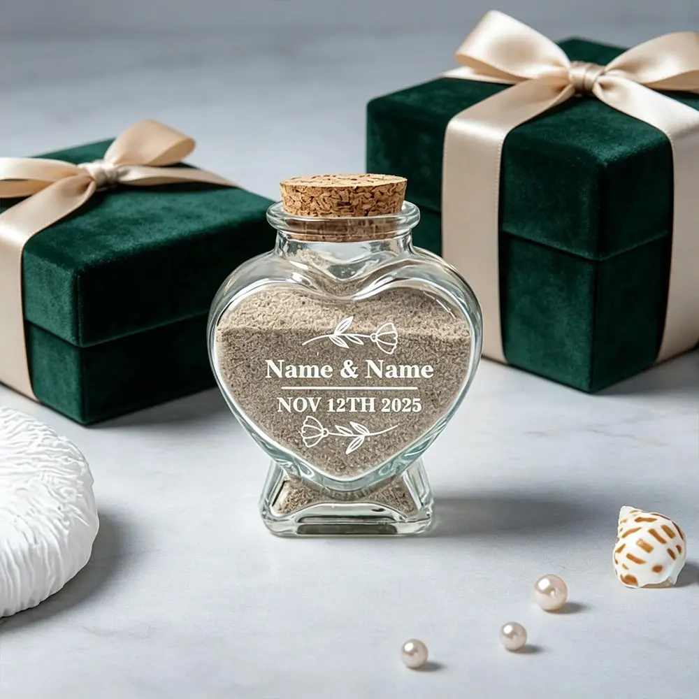 [Customized] Personalized Customizable Honeymoon Sand Bottle Beach Wedding Gift, Personalized Name and Date Small Travel Keepsake Bottle, Bride's Gift Romantic Sand Collection Bottle, Creative Beach Souvenir