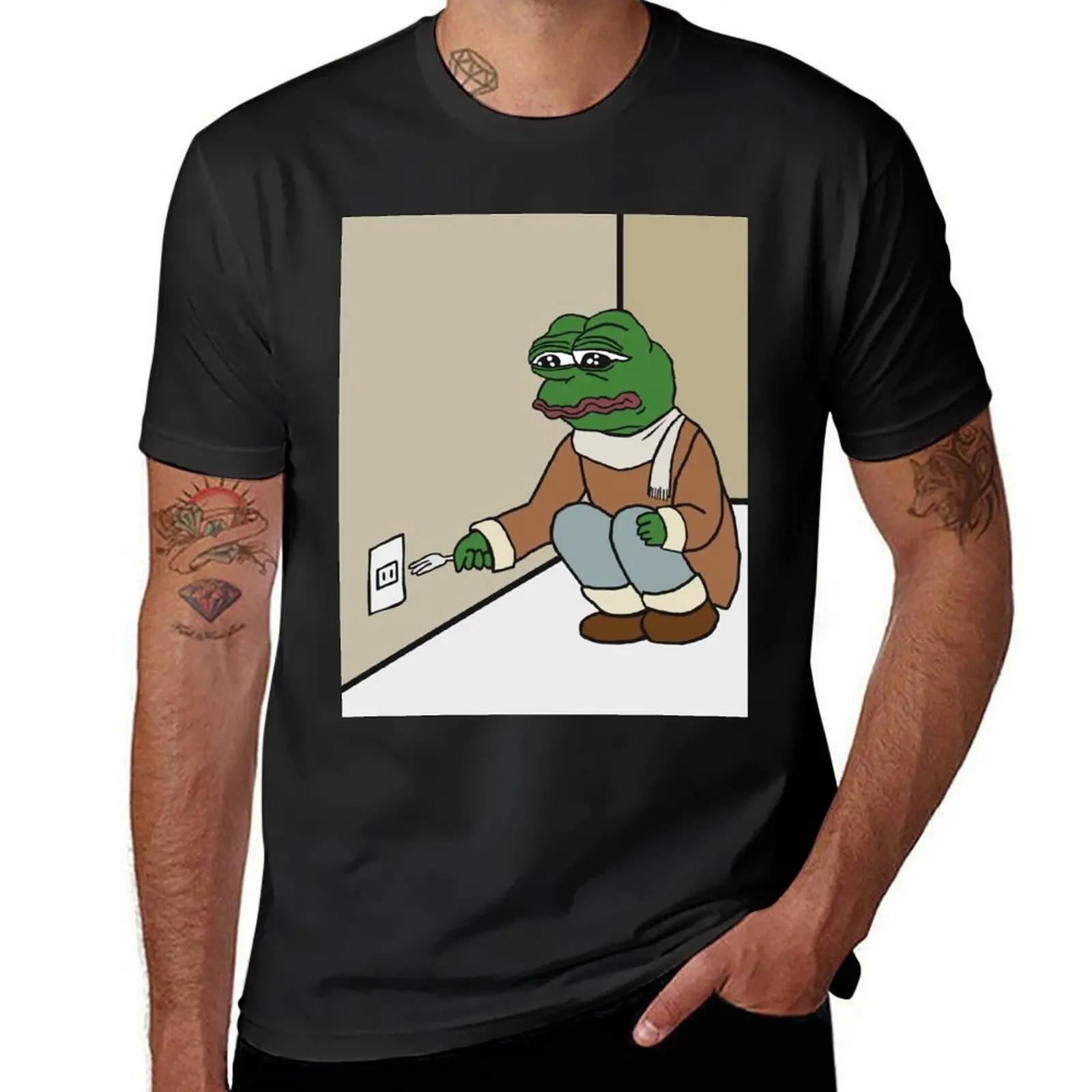 Pepe The Frog meme CYNICAL sarcastic sad and dramatic RARE PepeTheFrog with fork HD HIGH QUALITY T-Shirt