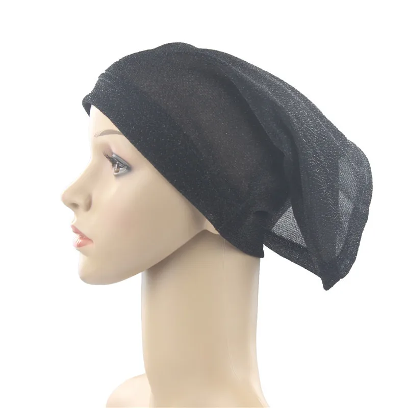 Donne musulmane Underscarf Glitter Tube turbante perdita di capelli foulard Ninja Cap cappello interno Bone Bonnet Stretch Hijab Head sciarpa cappelli