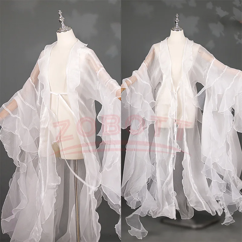 Chinese Ancient Gorgeous Hanfu Overcoat Cardigan Women Elegant Fairy Chiffon Petal Sleeve Cloak Dance Princess Cosplay Costume view 6