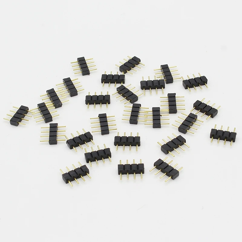 10pcs/lot 4 Pin RGB Connector Adapter pin needle male type double 4pin,For RGB 5050 3528 LED Strip DIY lights insert