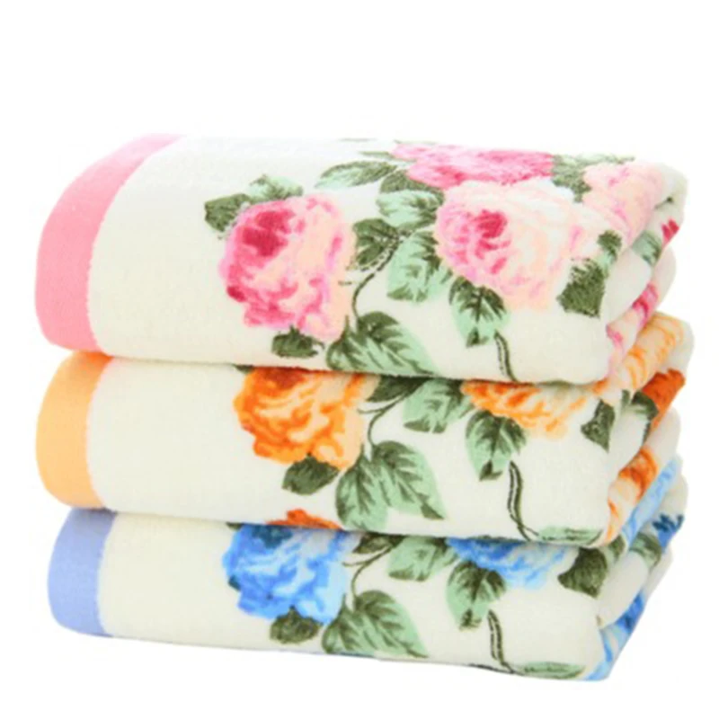 Peony Flower Printing Towels Cotton Quick Dry Bathroom Towels Face Cloth Household Textile Hotel Washing Supplies