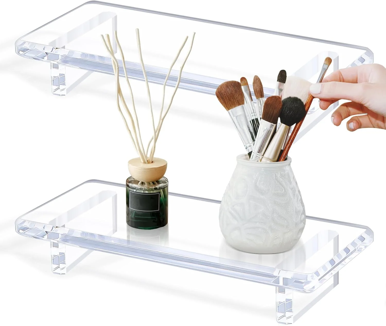 

Acrylic Counter Tray Organizer. Multi-Purpose Kitchen & Bathroom Sink Tray Decor for Soap, Perfume, Vanity, Candles, Plants