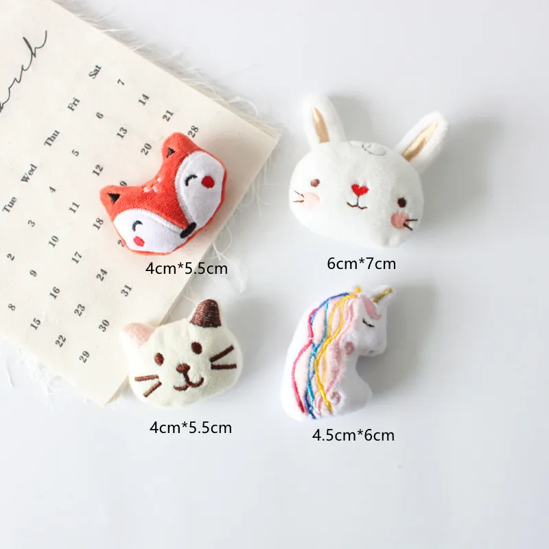 10pcs/lot Cartoon dolls hair clip accessories, plush fabric dog appliques for shoes clothing accessories