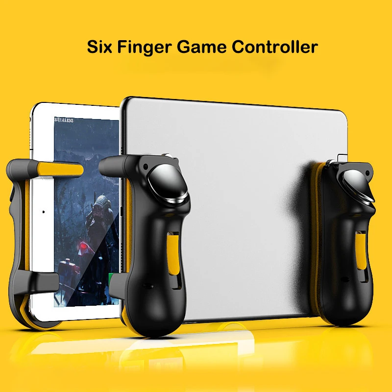 Mobile Game Trigger L1R1 Button Gamepad Joystick Grip Tablet Accessories Six Finger iPad PUBG Controller Capacitance Adjustable