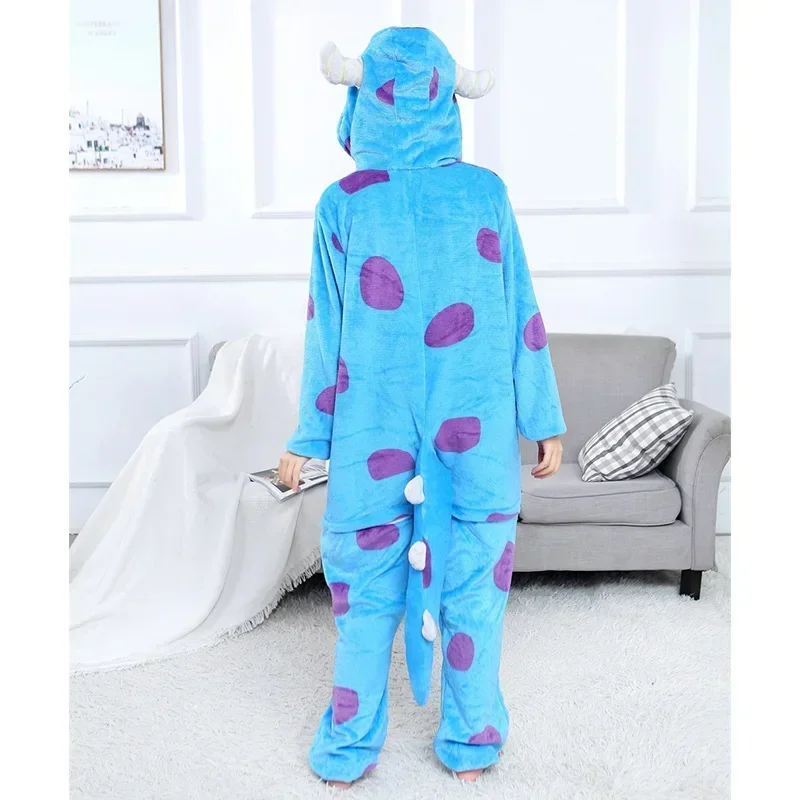 Sully Mike Onesies Dla Dziecka Do Dorosłych Zestawy Rodzinne Flanelowa Ciepła Piżama Zwierzęcy Potwór Kigurumis Strój Halloween Kobiety Mężczyźni Chłopiec Dziewczyna