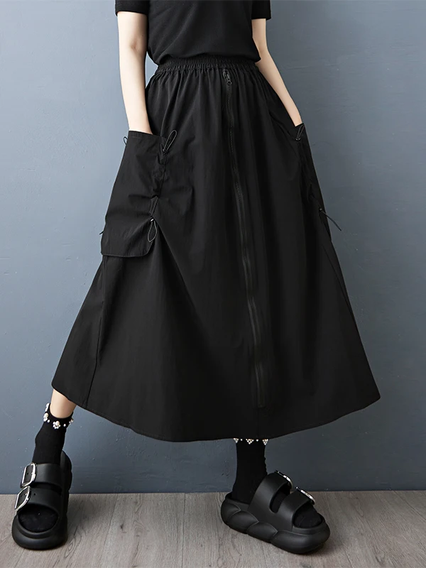 

Модная плиссированная длинная юбка миди в темном стиле с высокой талией, пэчворком и поясом, универсальный комплект для лета 2026