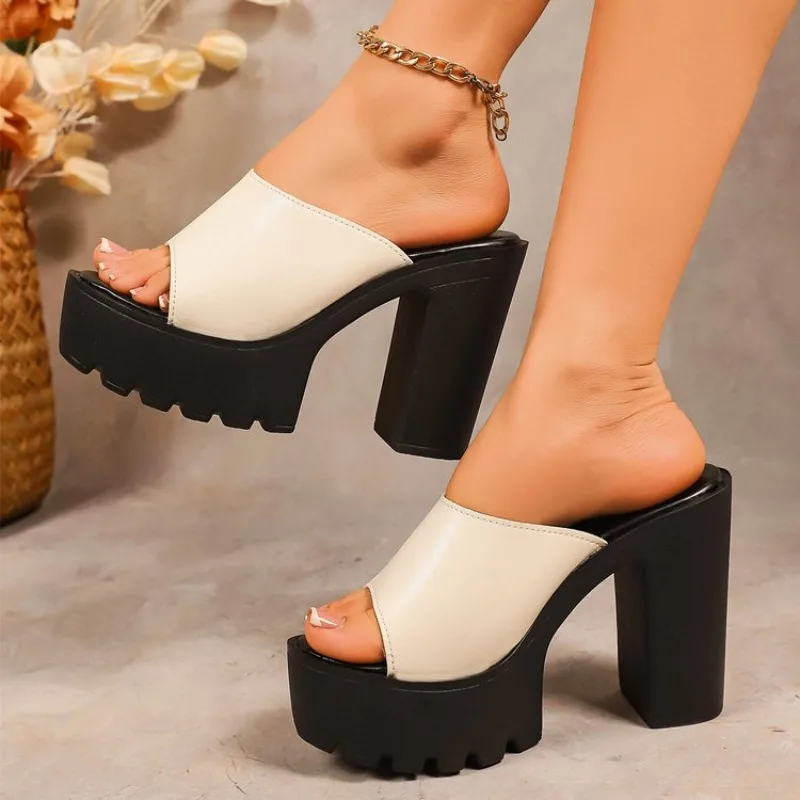 

Женские сандалии на платформе с квадратным каблуком, уличные сандалии без шнуровки с открытым носком, модная женская обувь на высоком каблуке, Zapatos De Mujer