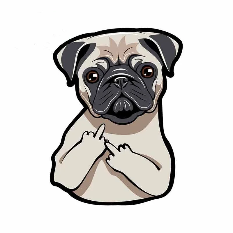 Animal Funny Rude Pug Dog Joke Car Sticker Cartoon Vinyl Waterproof Decal For Laptop Luggage Graphic Accessories 30cmx18.4cm