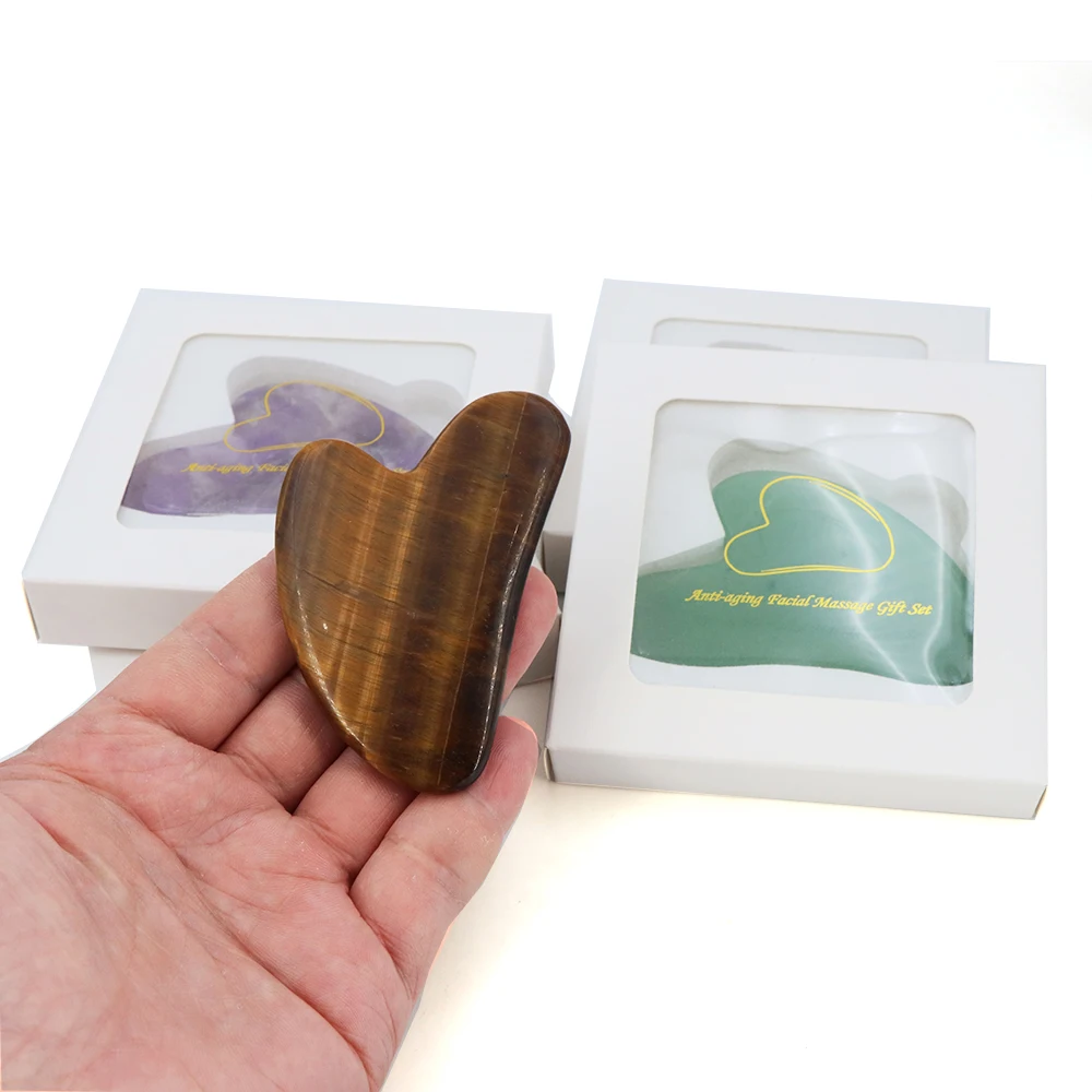 الحجر الطبيعي غوا شا تدليك مجلس الوردي روز كوارتز جمشت غواشا لوحة اليشم الوجه مدلك كاشطات أدوات للرقبة الظهر الجسم #3