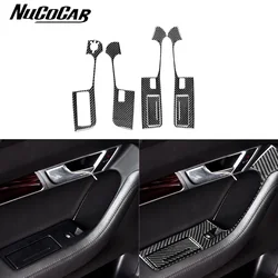For Audi A6 S6 C6 2005-2011 Carbon Fiber Window Lift Control Button Panel Trim Cover Car Interior Accessories Decorative Sticker