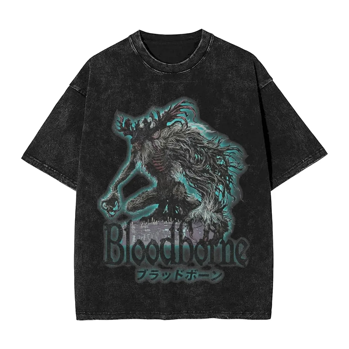 Hot Sale Cthulhu Mythos Theme Game Bloodborne Peripherals Graphic Print T-Shirt Men Women Retro Washed Cotton Top Summer New Tee