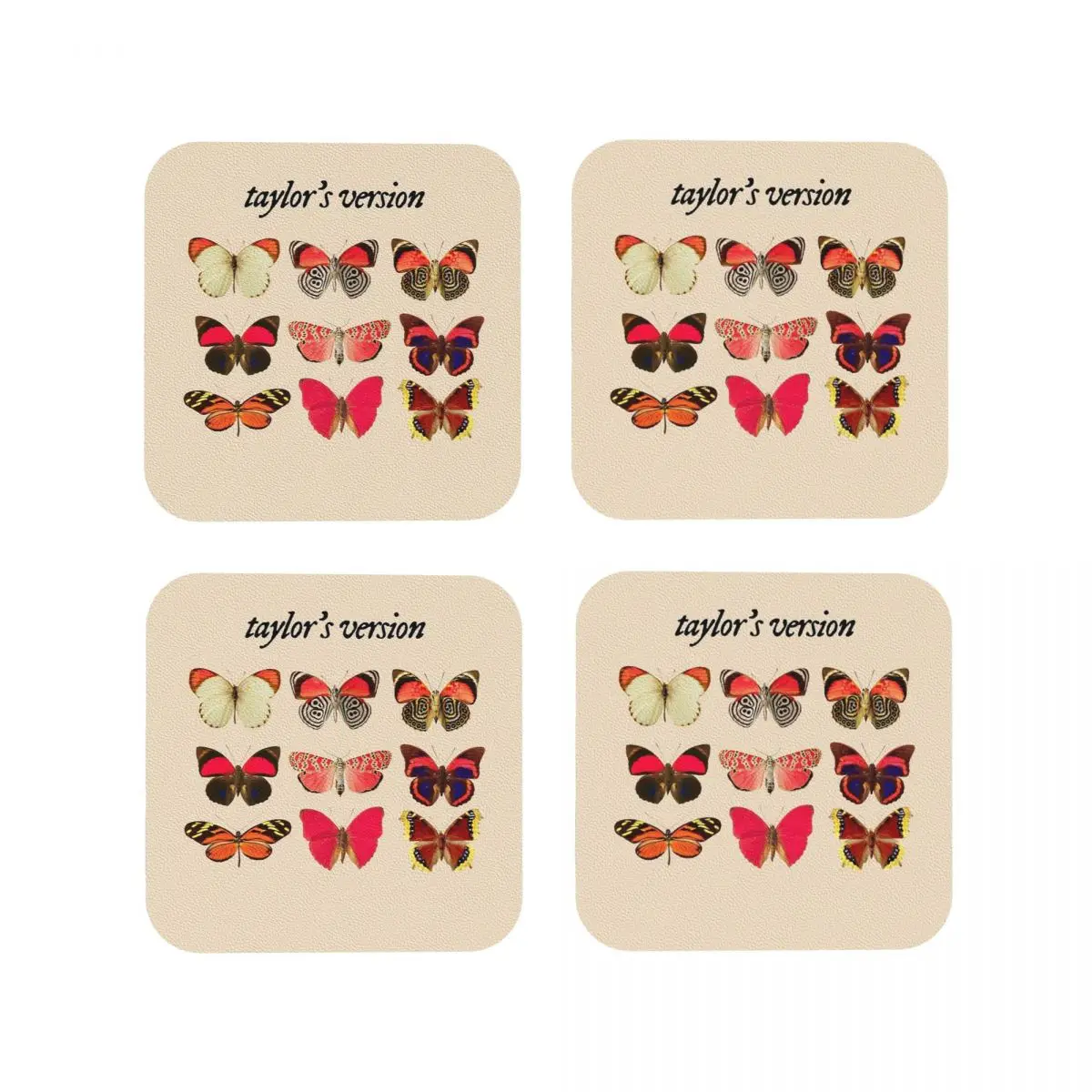 Taylors Version Coasters Kitchen Placemats Waterproof Insulation Cup Coffee Mats For Decor Home Tableware Pads Set of 4