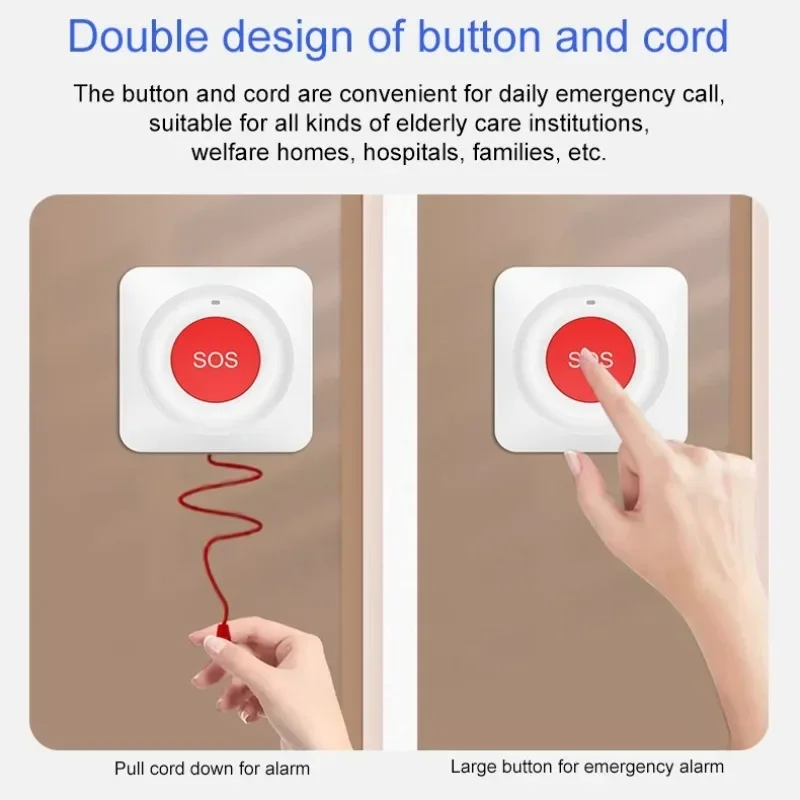 

Tuya WiFi Smart SOS Button Wireless Caregiver Pager Phone Alert Transmitter Emergency Call Button for Kid Elderly Patient