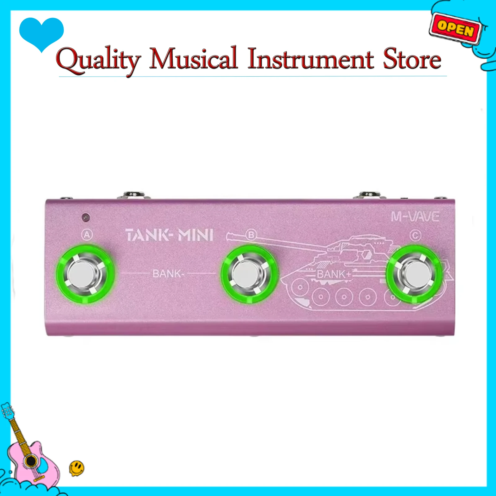 Pedal Efek Gitar Bass M-VAVE Tank Mini, Mendukung Rekaman IR dan OTG, Dilengkapi Amp/Mod/Delay/Cab/FX dan Efek Reverb