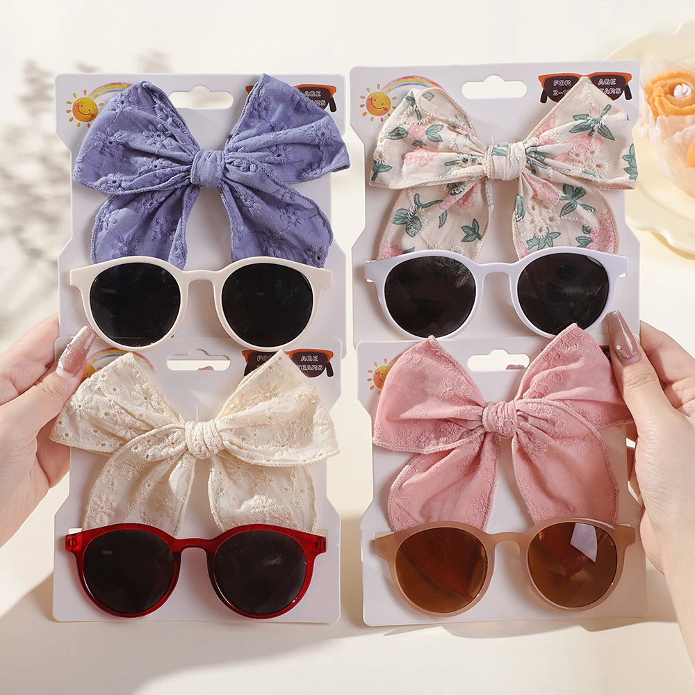 

2Pcs/Set Sweet Print Bows Hair Clips For Kids Girls With Cartoon Sunglasses Bowknot Hairpins Headwear Fashion Hair Accessories