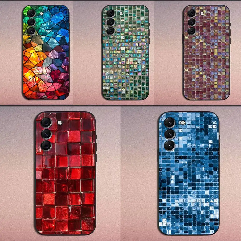 

Colorful Glass Phone Case For Samsung Galaxy A20,A21s,A22,A31,A32,A52,A53,A72,73,A80 Soft Black Cover