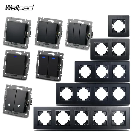 EU Standard Wall Switch Black Brushed Plate, Push Button, Pass-Through Switch, Fit Round Box CE RoHs, New Design