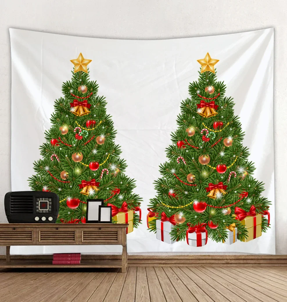 bedroom living room decoration wall hanging art picnic mat christmas holidays tapestry christmas tree merry christmas