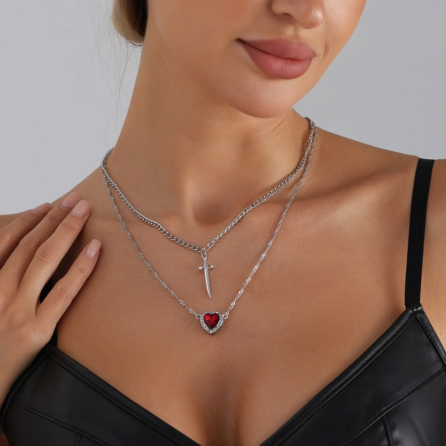Dark Girl Love Necklace Female Ins Spicy Girl Style Personalized Creative Accessories