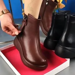 2024 Fashion Fur Non-Slip Snow Boots for Women Plush Zipper Winter Boots Women Solid Color Warm Cotton Padded Flat with Shoes