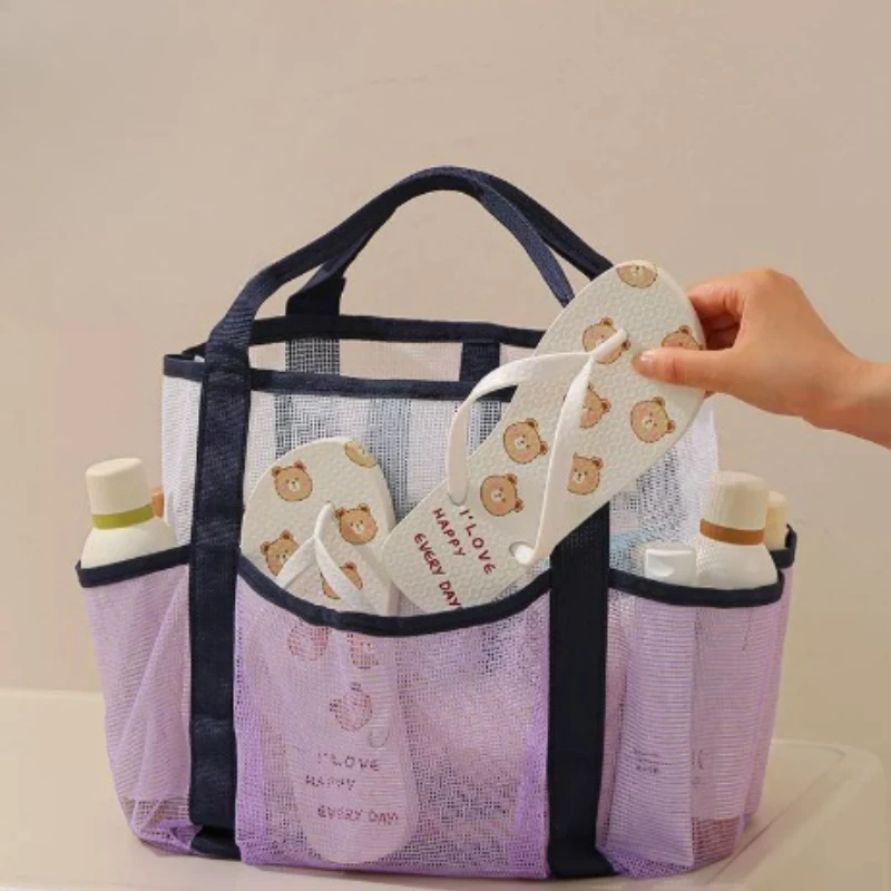 1/2pcs Large Capacity Mesh Beach Bag Multifunctional Travel Handheld Single Shoulder Swimming Toy & Swimsuit Storage Bag