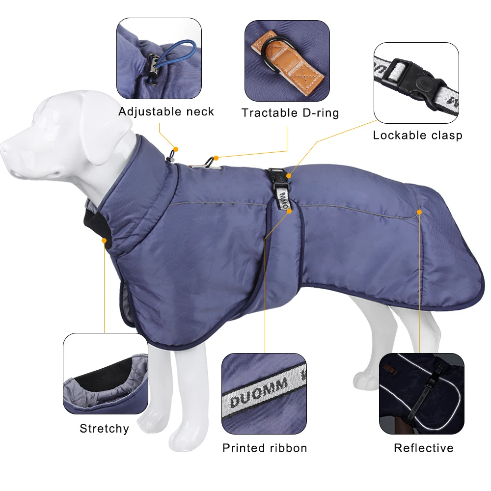 Kleidung für große Hunde, wasserdichte Weste für große Hunde, Winter, warm, verdickt, Mantel für Hunde, französische Bulldogge, Labrador, Dobermann-Outfits – Detail 7