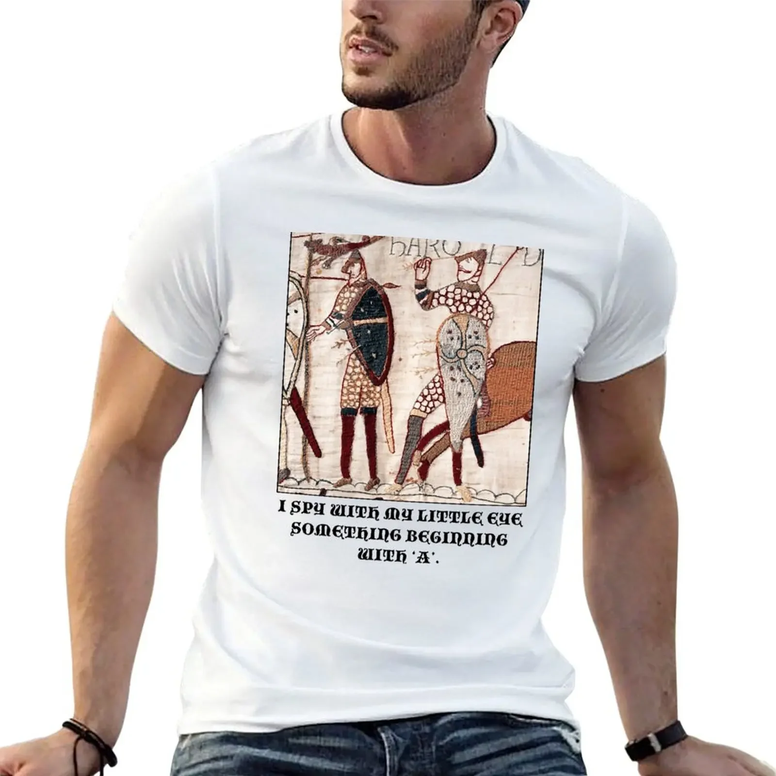 Bayeux Tapestry - I Spy With My Little Eye Something Beginning With T-Shirt summer tops plus size clothes mens clothing