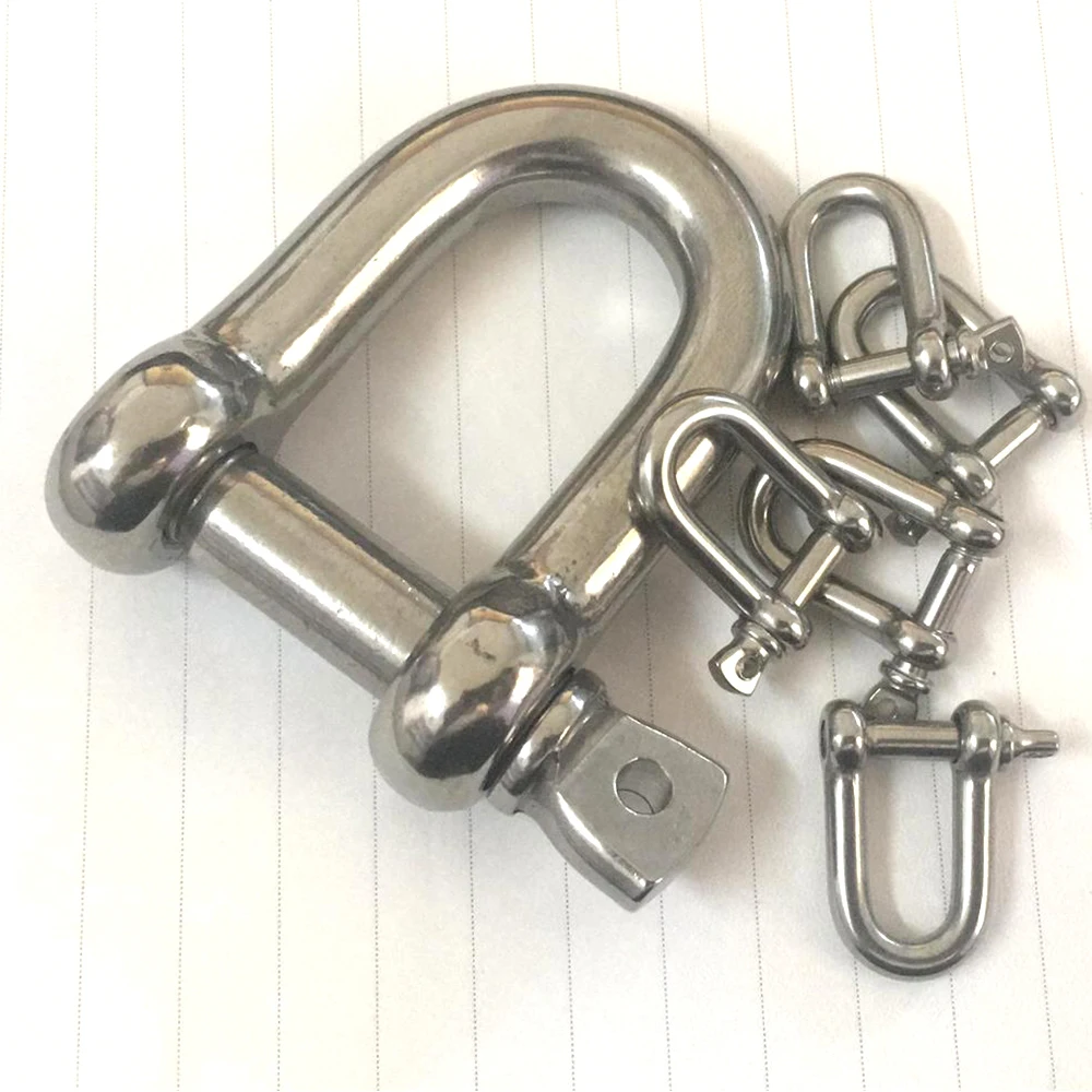 10PCS Stainless Steel U-Bolts Cable Buckle D Shaped Shackle Type U Sling Rope Screw Hook M4/M5/M6/M8 for Secure Fastening