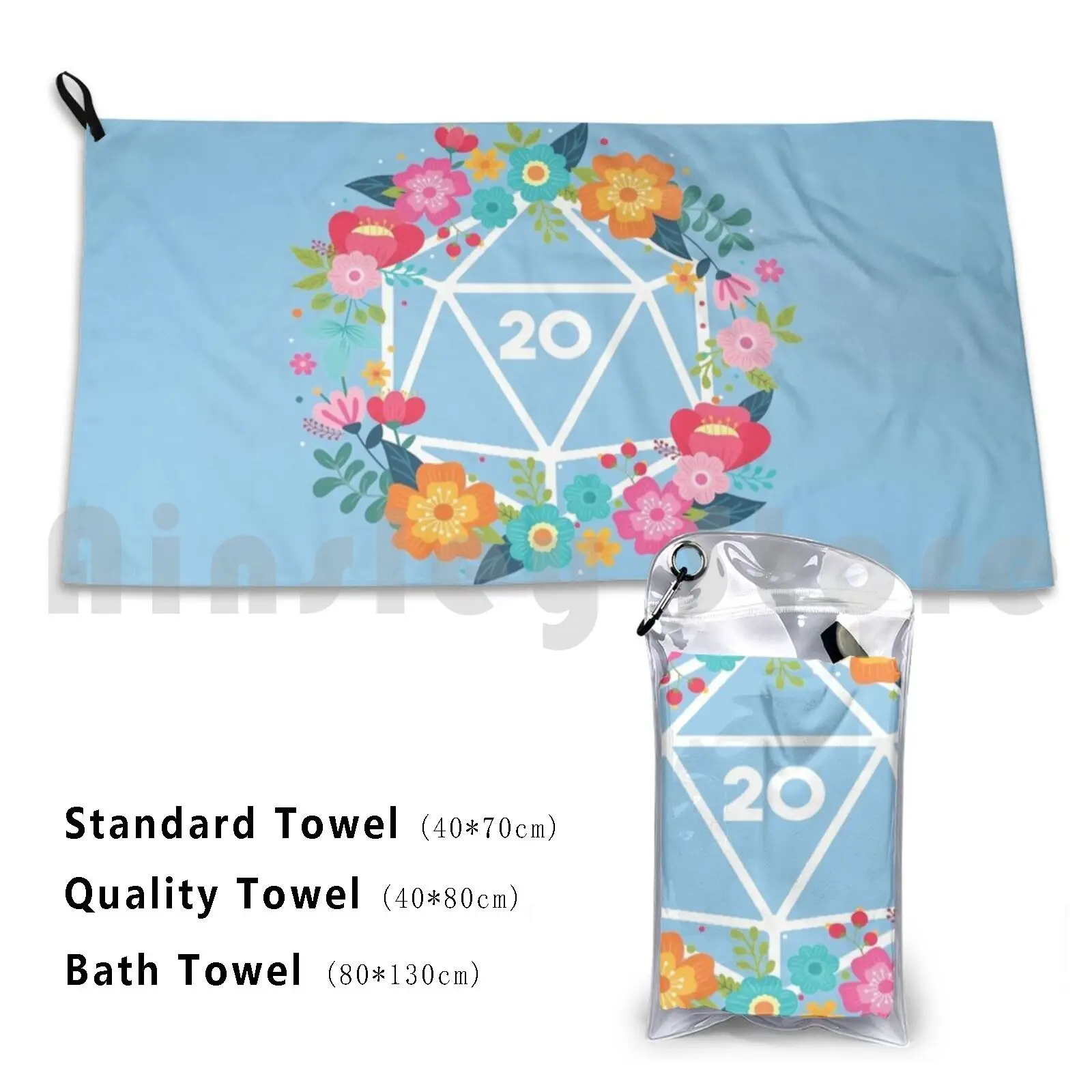 Dice Floral Wreath Custom Towel Bath Towel Rpg Role Playing Game Miniature Tshirt Dnd Tshirt