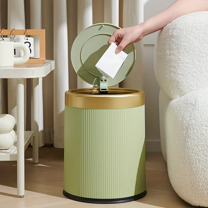 

Elegant Oval Trash Can with Double Inner Bins & Deodorant. Perfect for Living Room, Bathroom. Stylish & Functional. Shop Now!