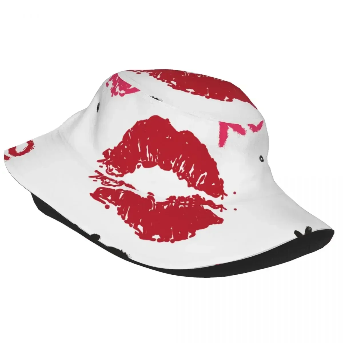 New Fashion Bucket Hats Fisherman Caps For Women Men Gorras Summer Fashion Glossy Kiss Lips Imprint Mouth Rouge Lips Red Lips