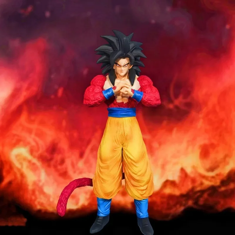 

28cm Dragon Ball: Red Super Saiyan 4 Goku Anime Figure Model Statue Collection Desktop Decoration Ornament Toys Gifts For Fans