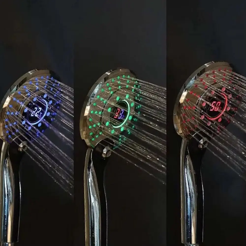 Temperature Sensor Colorful LED Shower Head Handheld Battery Free 3 Colors Led Faucet Easy To Install