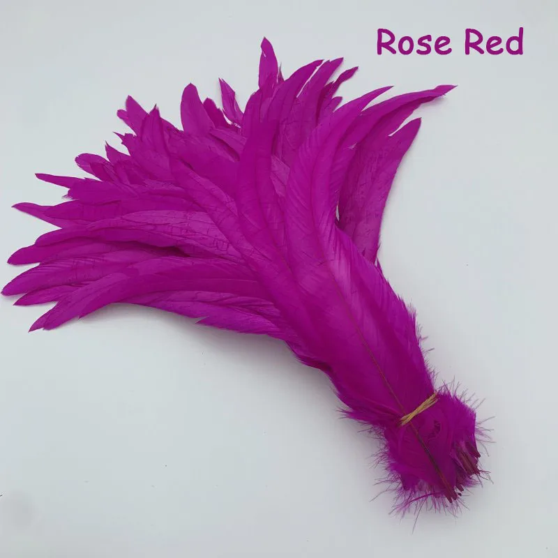 Großhandel natürliche Hahn Schwanz Federn 25-45cm/10-18 Zoll 100 stücke Federn gelb schwarz rot DIY Schwanz Kleidung Zubehör Party – Detail 9