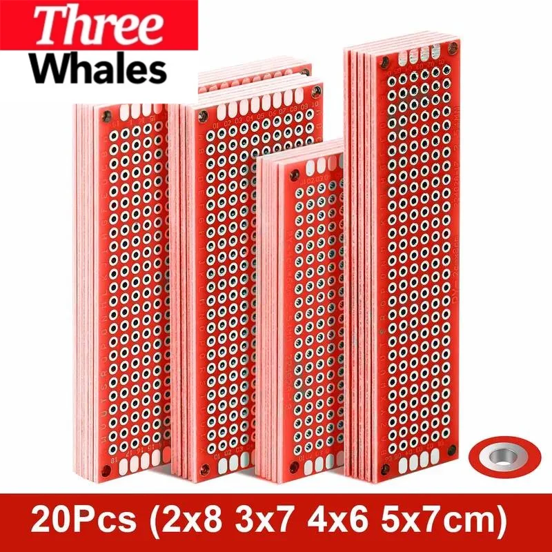 20 pcs/lot PCB Prototype Board Circuit Prototboard Universal Stripboard Prototyping Veroboard 2x8 3x7 4x6 5x7 5Pcs Each Mix Red