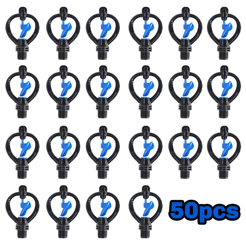 

ABJO-50PCS G1/2 Butterfly Sprinkler Automatic External Wire Impeller Nozzle 360Degree Automatic Rotation Sprinkler Irrigation