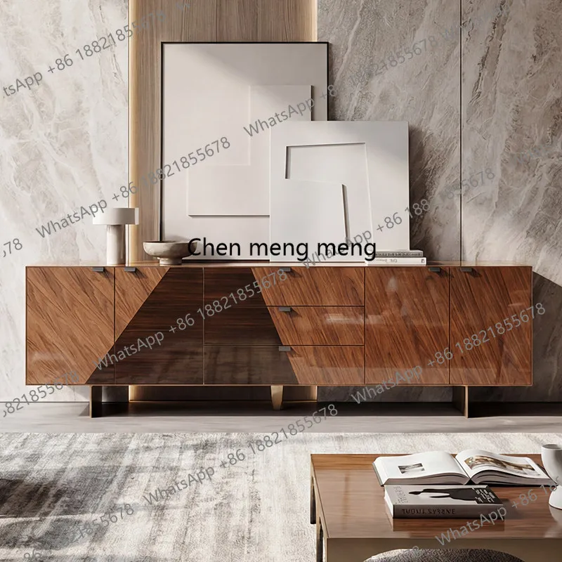 Italian light luxury TV cabinet, high-end living room lacquered floor cabinet, large flat floor TV cabinet