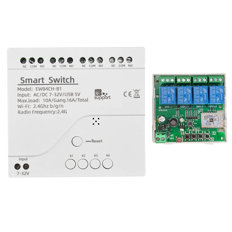 Ewelink Smart Wifi Bluetooth Switch Relay Module 7-32V On Off Controller 4CH 2.4G Wifi Remote For Alexa Google Home Accessories