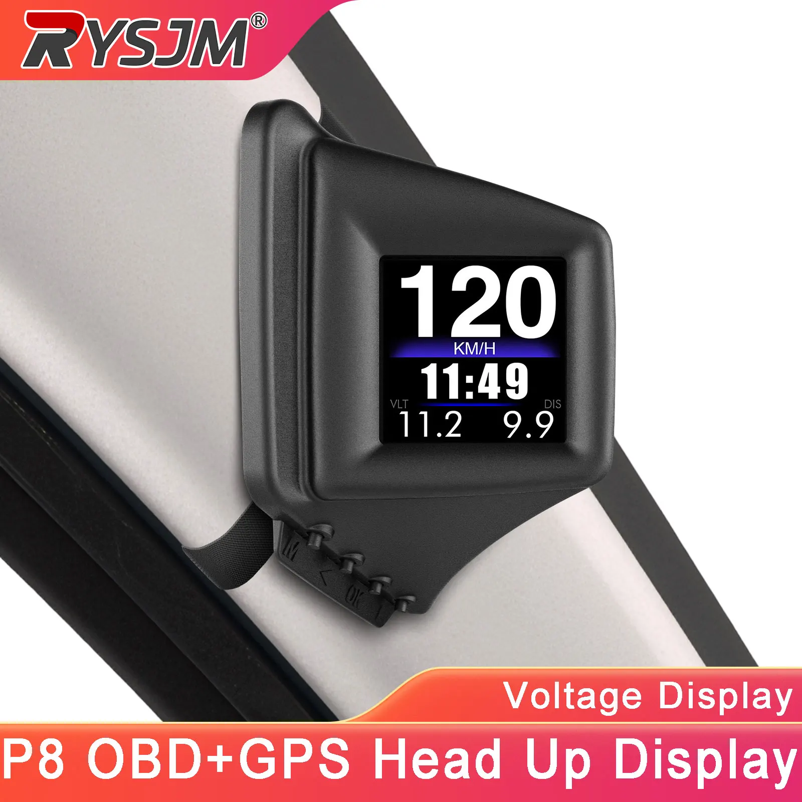 P8 OBD+GPS Head Up Display Multi-Function Car Speedometer Auto Water Temp Voltage RPM Tacho Mileage Gauge Meter Car Accessories