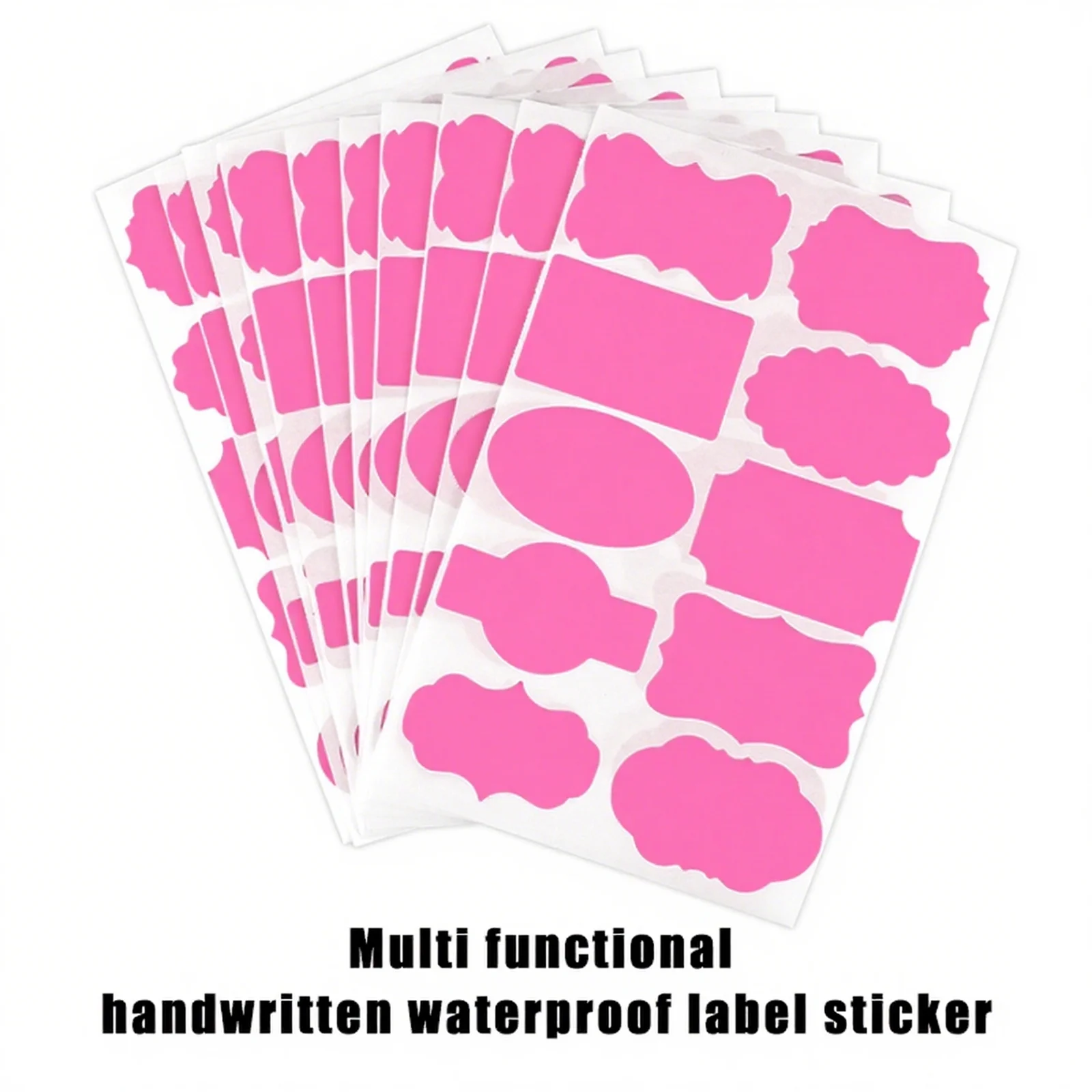 5 Sheets Per Pack - 50 Stickers - 1.57*2.56In/4*6.5Cm, Writable, Waterproof, Tear-Resistant, Easy to Remove Label Stickers, Multiple Designs on One Sheet, Suitable for Item Classification, Pink Label Stickers, Labels for Bottles, Jars, Boxes, Suitable for Kitchen Food and Seasoning Item Classification, Room and Warehouse Item Classification, Clearly Visible