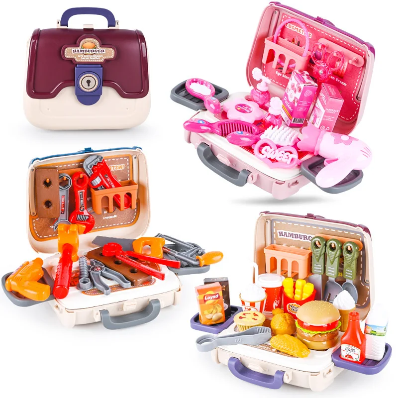 Children's Play House Toy Girl Simulation Makeup Family Bag Early Educational Kids Montessori Learning Girls Boys Birthday Toys
